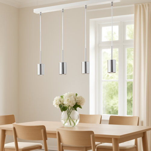 Lampa sufitowa FRIGGA 4xGU10 wisząca chrom listwa nad stół Lemir O3148 W4 CH