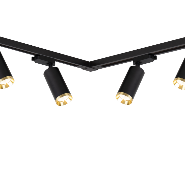Zestaw szynoprzewodów Mica w kolorze czarnym, na 6 żarówek GU10. Długość szynoprzewodu 200cm.