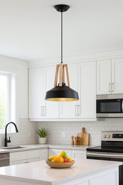 Lampa sufitowa DROP czarna z drewnem 1xE27 60W Alfa 60284 to nowoczesne i stylowe oświetlenie do kuchni lub jadalni. Połączenie metalu i drewna tworzy elegancki design, idealny do wnętrz skandynawskich, loftowych i minimalistycznych