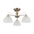 Lampa sufitowa MORETI Italux PND-40623-3-AB w kolorze antycznego mosiądzu ma trzy białe szklane klosze i oprawki E27. Klasyczne oświetlenie do salonu, jadalni, sypialni, gabinetu lub eleganckiego przedpokoju.