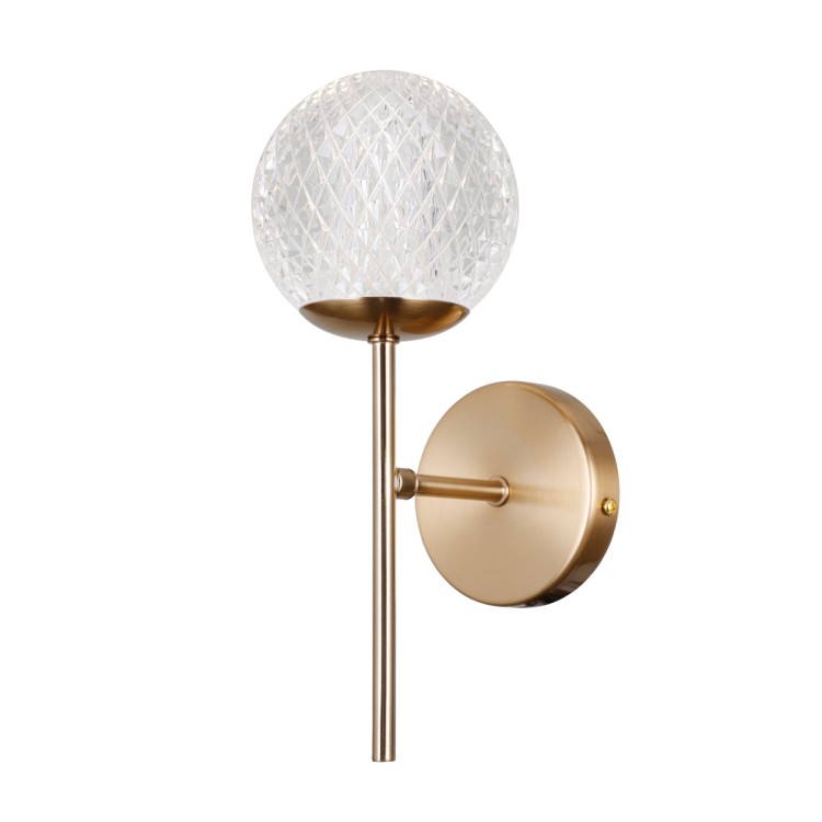 Nowoczesny kinkiet PADRI 1xG9 Italux zachwyca złotym wykończeniem oraz dekoracyjnym kloszem, który pięknie rozprasza światło. Doskonały wybór do wnętrz glamour, modern i minimalistycznych