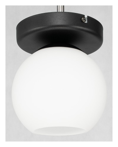 Lampa sufitowa CARMEN w kolorze czarnym z białym kloszem. Na jedną żarówkę na duży gwint. Plafon wyprodukowany w Polsce.