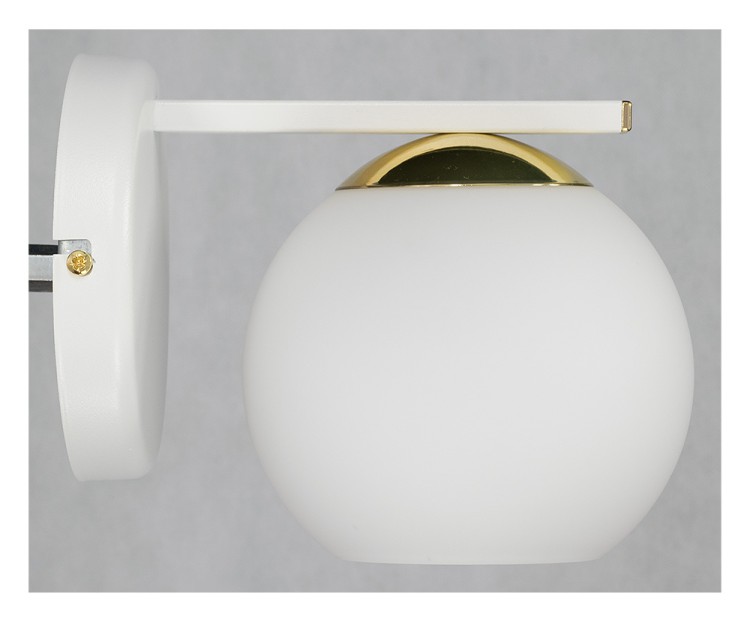 Kinkiet MAREA 1xE27 biały złoty polskiej produkcji Lemir. Lampa ścienna wykonana z wysokiej jakości materiałów.