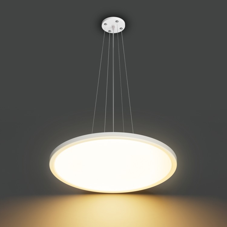 Lampa sufitowa MANITO 32W LED Ø40 cm to nowoczesne oświetlenie z możliwością regulacji barwy światła (2800K–4000K–6500K). Smukły design, wysoka jasność 3800 lm, CRI>90 i klasa IP40 sprawiają, że idealnie sprawdzi się w kuchni, biurze lub łazience