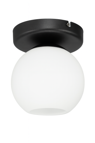 Lampa sufitowa CARMEN w kolorze czarnym z białym kloszem. Na jedną żarówkę na duży gwint. Plafon wyprodukowany w Polsce.