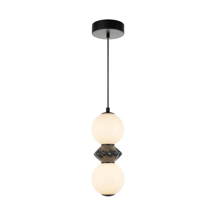 Lampa sufitowa BALOS 10W LED Italux to połączenie nowoczesnego designu i elegancji. Czarna armatura, opalowy biały klosz i dekoracyjny ceramiczny element tworzą wyjątkową kompozycję. Idealna do salonu, jadalni, kuchni lub przedpokoju