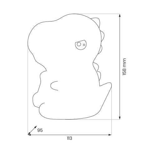 Bezpieczna i komapktowa lampka dziecięca DINO w kolorze białym z dodatkami w kolorze zielonym. Ładowalna lampka na stolik nocny.