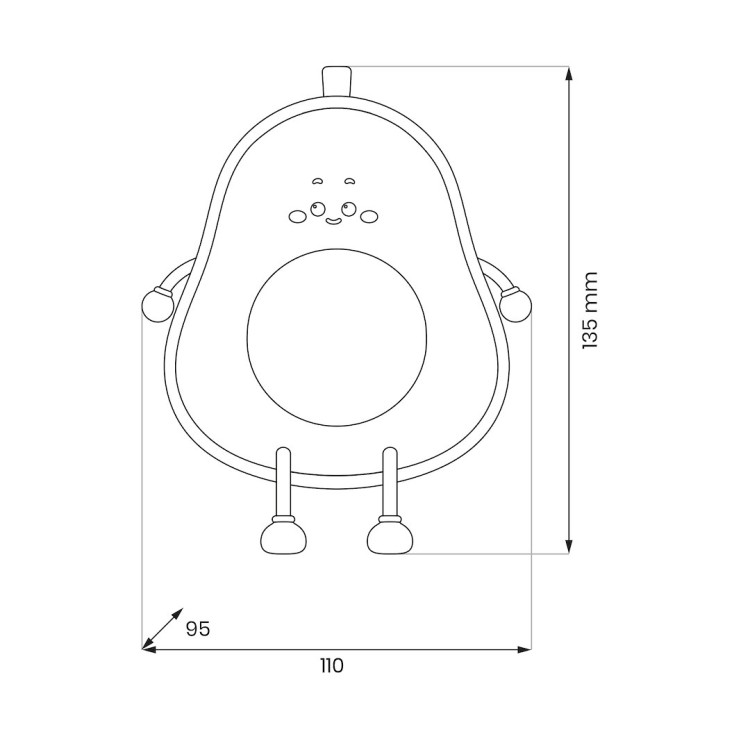 Lampka dziecięca AWOKADO zielona ładowalna przez USB. LED bezpieczna dla dziecka. Do pokoju dziecięcego, na biurko, stolik nocny.