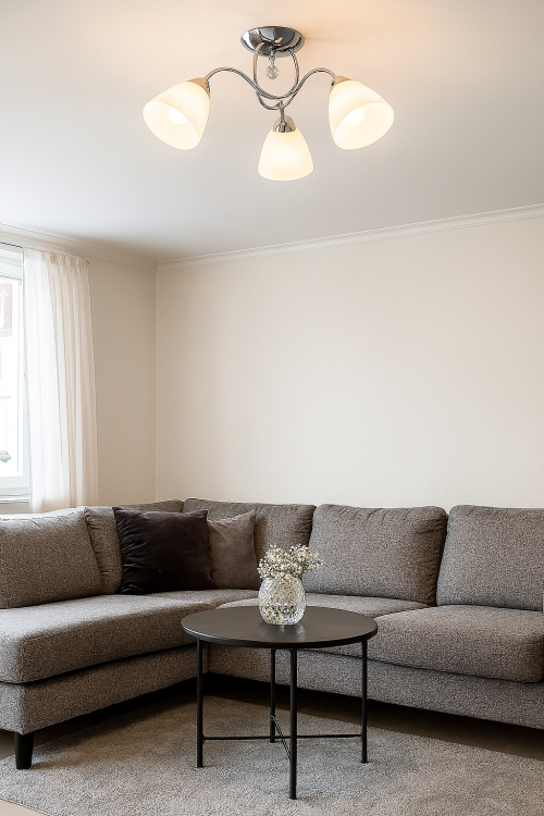 Lampa sufitowa LUGANO 3xE27 chrom białe klosze Italux PND-5643-3. Przezroczysty kryształek.