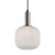 Lampa sufitowa PENZI w kolorze srebrnym z białymi żebrowanymi kloszami Italux PND-31981-3S-SC-WH. Żyrandol kaskada.