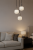 Lampa sufitowa PENZI w kolorze srebrnym z białymi żebrowanymi kloszami Italux PND-31981-3S-SC-WH. Żyrandol kaskada.