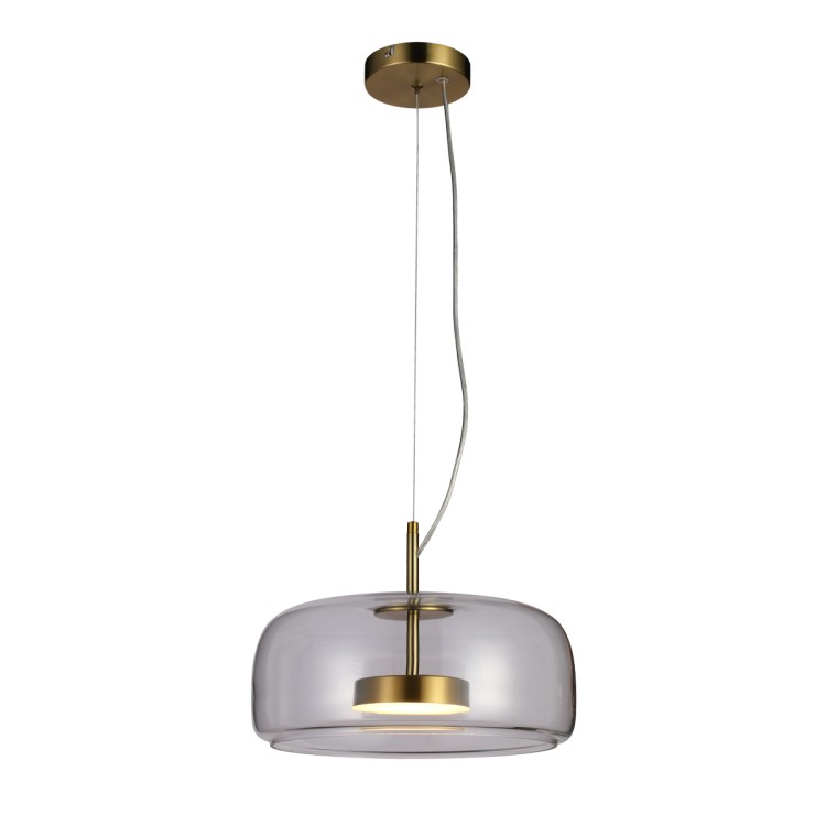 Lampa sufitowa CASTE 10W LED złota, klosz przezroczysty szklany. Italux PND-17760B-BRSS-CL