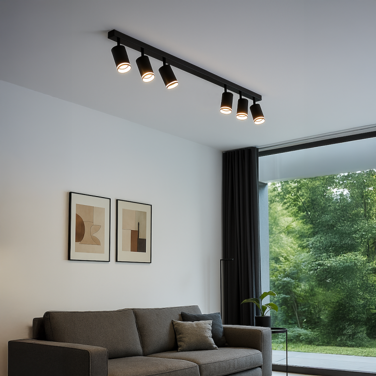 Lampa PIPE RING 6xGU10 ML2075 Milagro – czarny reflektor spot o długości 119,5 cm i wysokości 16,5 cm. Minimalistyczny design, 6 punktów światła GU10, energooszczędne rozwiązanie dla domu, biura i przestrzeni komercyjnych w stylu loft i modern