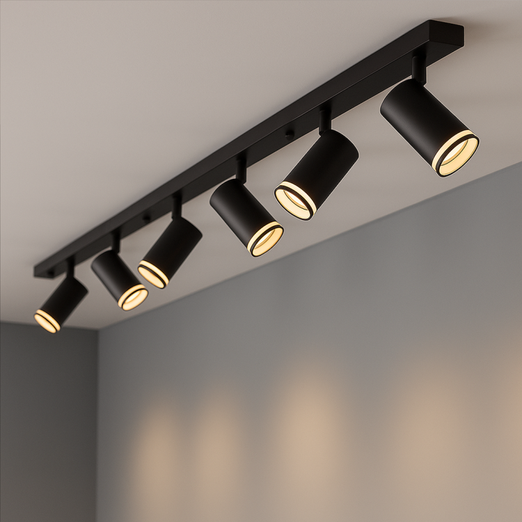 Lampa PIPE RING 6xGU10 ML2075 Milagro – czarny reflektor spot o długości 119,5 cm i wysokości 16,5 cm. Minimalistyczny design, 6 punktów światła GU10, energooszczędne rozwiązanie dla domu, biura i przestrzeni komercyjnych w stylu loft i modern