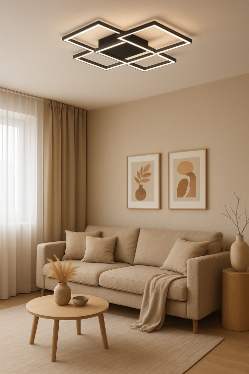 Nowoczesny plafon HYDRA 126W LED w kolorze czarnym na pilota. Możliwość zmiany barwy światła 3000K - 4000K -6500K. Płynne ściemnianie. 3 prostokąty dające 13860Lm. Duża lampa do większych przestrzeni tj salon, biuro, sypialnia.