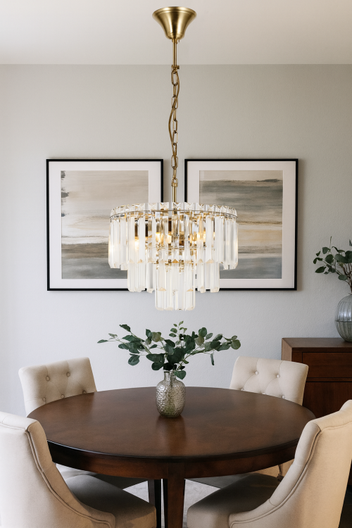 Lampa wisząca BUENA 4xE14 Italux w kolorze patyny z eleganckimi kryształami to stylowe oświetlenie do salonu, jadalni czy sypialni. Średnica 35 cm, wysokość 97 cm. Klasyczny design, solidne wykonanie i możliwość stosowania żarówek LED E14 do 40W