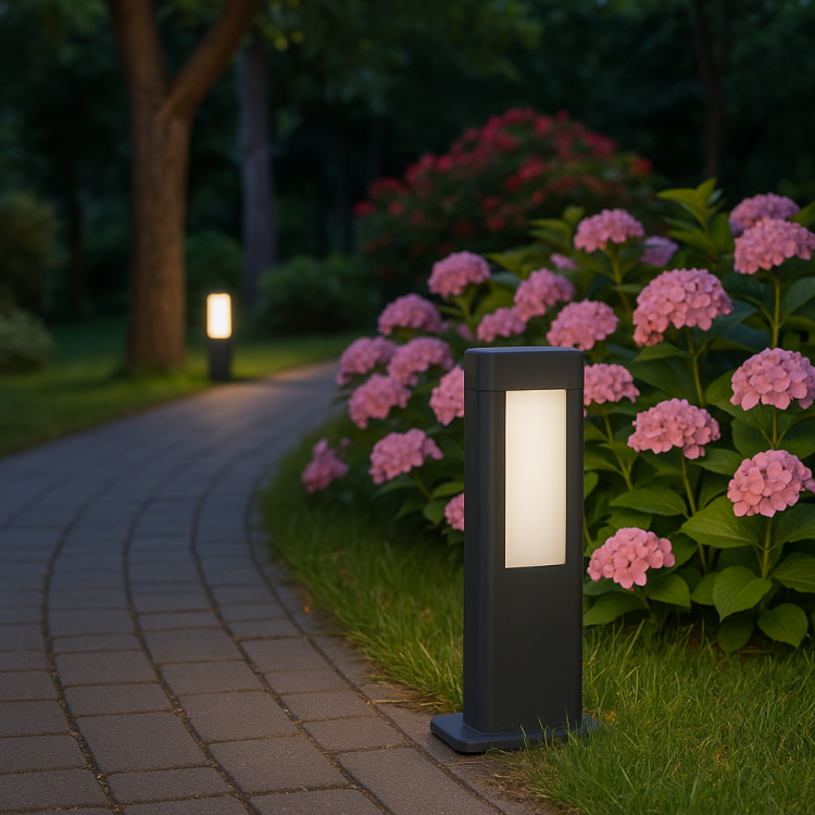 Lampa stojąca EVO 30 cm SU-MA to nowoczesne oświetlenie ogrodowe z aluminium i poliwęglanu w kolorze grafitowym. 8W LED, 560 lm, barwa 4000K, IP54. Dwukierunkowe świecenie idealnie rozświetla taras, podjazd czy ścieżkę, łącząc elegancję i funkcjonalność