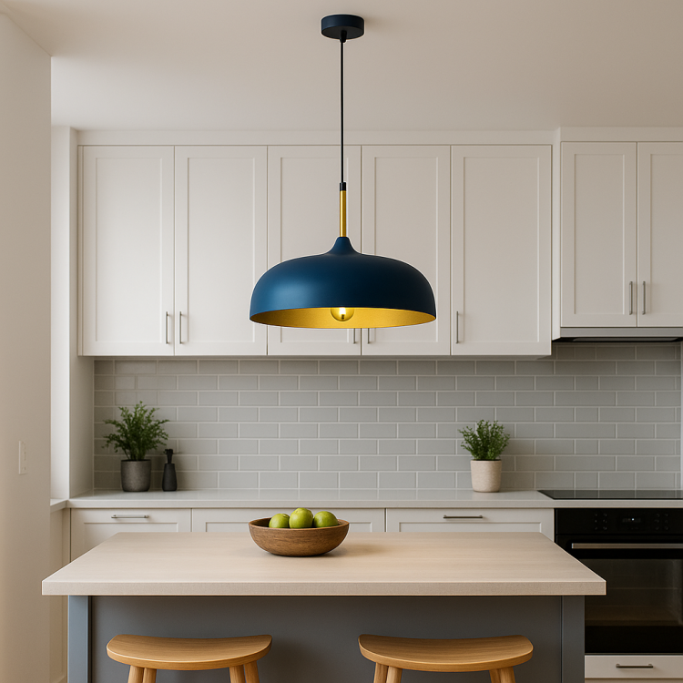 Lampa LINCOLN Milagro MLP7901 wyróżnia się eleganckim kształtem oraz złotym wnętrzem klosza, które pięknie odbija światło. To doskonały wybór do kuchni, restauracji, kawiarni oraz przestrzeni urządzonych w nowoczesnym stylu.