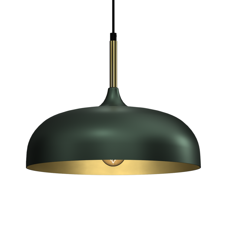 Lampa wisząca LINCOLN GREEN/GOLD Milagro MLP8032 z zielonym metalowym kloszem i złotym wnętrzem. Elegancka i nowoczesna, idealna nad stół, wyspę kuchenną czy do salonu. Regulowana wysokość 35–90 cm, średnica 35 cm. Źródło światła 1x E27, IP20