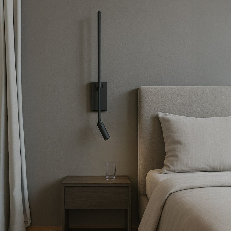 Kinkiet TORCH Milagro ML1566 w eleganckim czarnym macie inspirowany kształtem pochodni. Wyposażony w LED 6W + 3W, 720 lm, emituje neutralne światło 4000K. Smukła forma 55 cm idealna do sypialni, salonu i biura. Stylowe, nowoczesne.