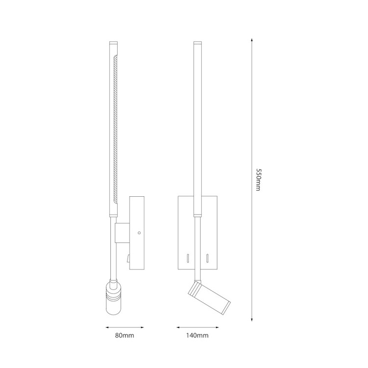 Kinkiet TORCH Milagro ML1566 w eleganckim czarnym macie inspirowany kształtem pochodni. Wyposażony w LED 6W + 3W, 720 lm, emituje neutralne światło 4000K. Smukła forma 55 cm idealna do sypialni, salonu i biura. Stylowe, nowoczesne.