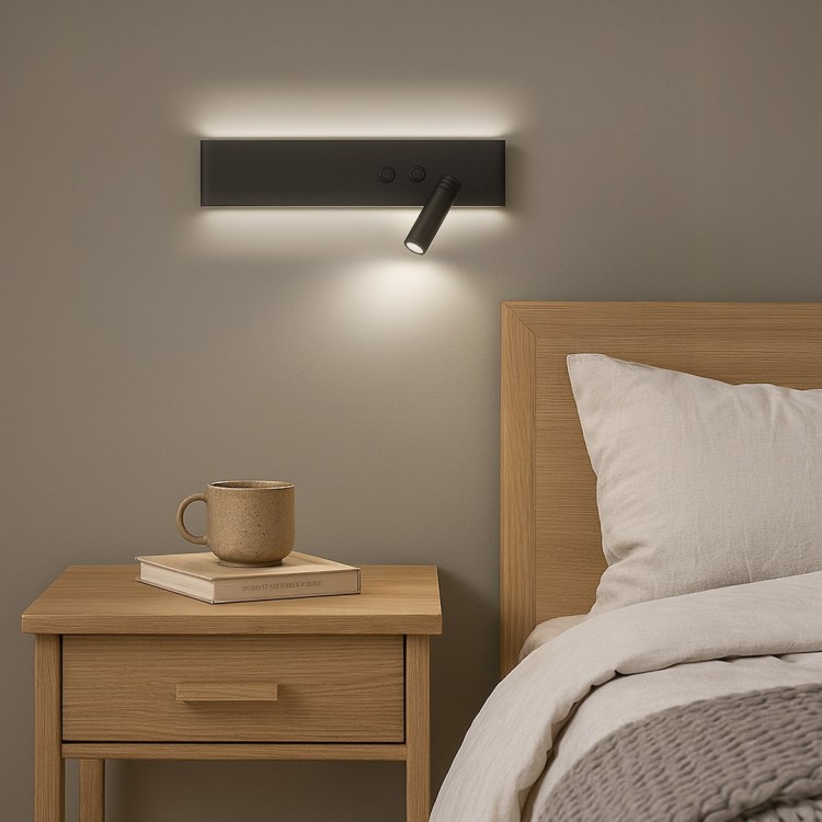 Kinkiet RESORT ML1568 Milagro to nowoczesne oświetlenie ścienne LED 10W+3W w czarnym macie. Neutralne światło 4000K zapewnia przyjemny nastrój, a dodatkowy reflektor idealnie sprawdzi się do czytania. Stylowy i funkcjonalny wybór do sypialni i salonu