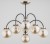 Lampa sufitowa BELIZE 6x40W Alfa 27536 – elegancki żyrandol złoty z sześcioma kloszami kulistymi z bursztynowego szkła. Idealne oświetlenie do salonu, jadalni, sypialni czy holu. Styl glamour i nowoczesny design w polskiej jakości wykonania