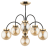Lampa sufitowa BELIZE 6x40W Alfa 27536 – elegancki żyrandol złoty z sześcioma kloszami kulistymi z bursztynowego szkła. Idealne oświetlenie do salonu, jadalni, sypialni czy holu. Styl glamour i nowoczesny design w polskiej jakości wykonania