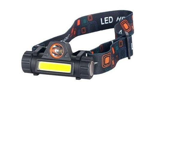 Magnetyczna latarka czołowa LED COB + LED z akumulatorem 18650 1200mAh i ładowaniem USB. 4 tryby świecenia (do 100 lm, 8h pracy), regulacja kąta, wbudowany magnes i opaska na głowę. Lekka, praktyczna i idealna do pracy i outdooru.