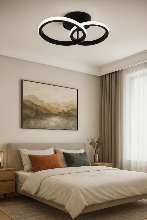 Czarna lampa LED 13W o wymiarach 280x180 mm z diodami SMD 2835. Strumień świetlny 110 lm/W, barwa 4000K, kąt świecenia 180°, CRI>80. Nowoczesna i energooszczędna oprawa wykonana z aluminium, stali i tworzywa, odporność IP20.