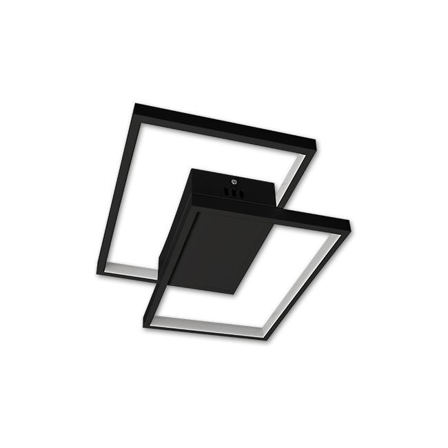Plafon LED POLARIS czarny 45W. Diody SMD 2835, jasność 4950 lm, CRI >80. Funkcja ściemniania i regulacji barwy 3000K–6500K, sterowanie pilotem RF. Wymiary lampy 425x300x60 mm. Nowoczesne oświetlenie do wnętrz.