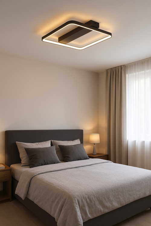 Lampa sufitowa LED Centauri 40W czarna z pilotem RF. Nowoczesne oświetlenie z funkcją zmiany barwy światła (3000–6500K) i stopniowym ściemnianiem. Wysoka jakość wykonania i elegancki design pasujący do każdego wnętrza