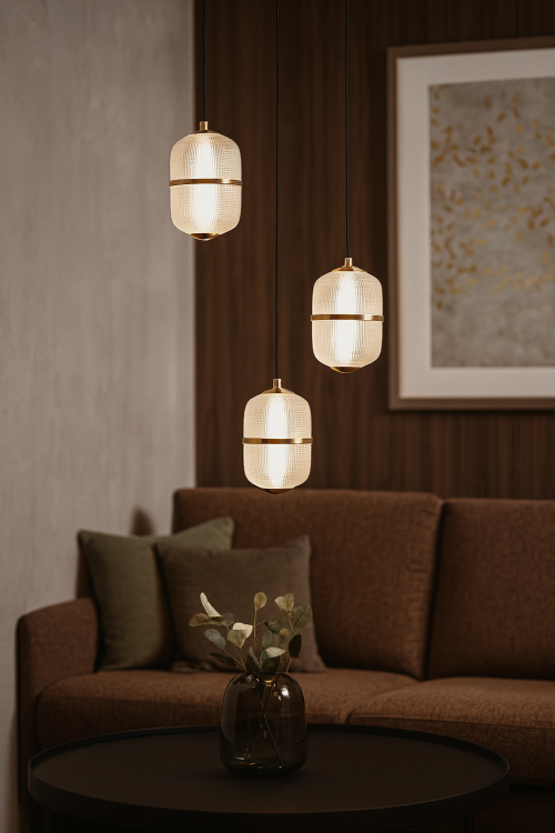 Lampa wisząca ALANI PND-34375-3-BK LED 15W 1170lm w czarno- złotym wykończeniu ze szklanym, ryflowanym kloszem. Nowoczesne oświetlenie do salonu, jadalni, kuchni i sypialni. Emituje ciepłe światło 3000K, energooszczędne i eleganckie.