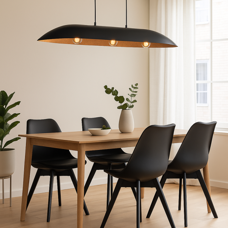 Elegancka lampa sufitowa GONDOLA 3xE27 czarna miedziana Sigma 40634 to designerski akcent do kuchni, jadalni i salonu. Regulowana wysokość i nowoczesny design sprawiają, że pasuje do wielu aranżacji.