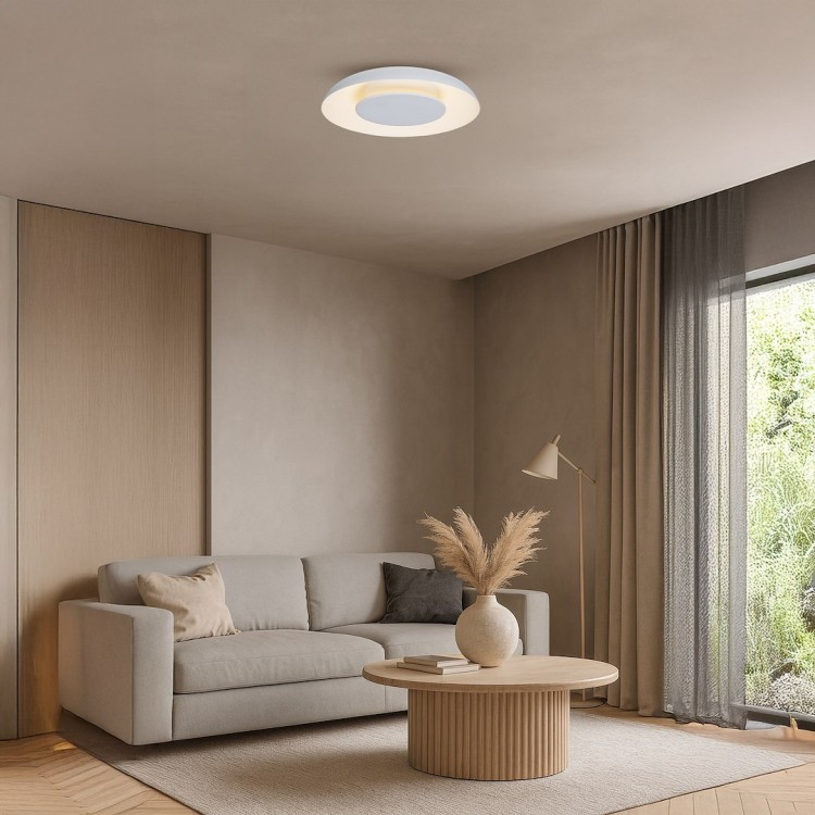 Designerska lampa wisząca PIATTINO ML1810 w bieli oferuje LED 30W i regulację barwy światła 3000K–6000K. Idealna do wnętrz skandynawskich, nowoczesnych i glamour. Energooszczędna, trwała, o wysokości tylko 6 cm