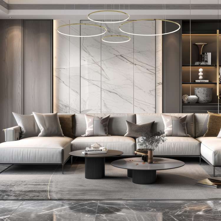 Złota lampa LED SATURNO ML0849 Milagro z czterema efektownymi pierścieniami 120W 5400 lm emituje neutralne światło 4000K. Regulowana wysokość 20–130 cm i zintegrowany, energooszczędny LED czynią ją doskonałym wyborem do dużych salonów, holi i biur.