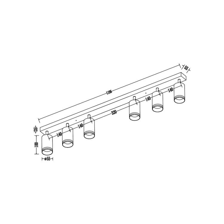 Lampa PIPE RING 6xGU10 ML2075 Milagro – czarny reflektor spot o długości 119,5 cm i wysokości 16,5 cm. Minimalistyczny design, 6 punktów światła GU10, energooszczędne rozwiązanie dla domu, biura i przestrzeni komercyjnych w stylu loft i modern