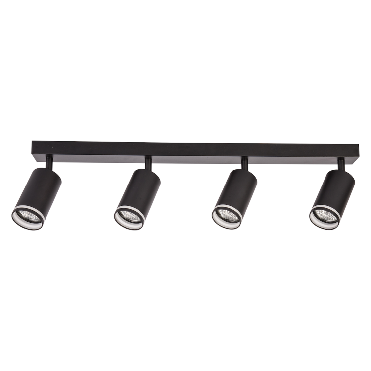 Czarny plafon PIPE Ring 4xGU10 Milagro ML2073 zapewnia funkcjonalne oświetlenie kierunkowe. Cztery ruchome reflektory pozwalają niezależnie ustawić światło, a minimalistyczna forma pasuje do wnętrz nowoczesnych, loftowych i industrialnych.
