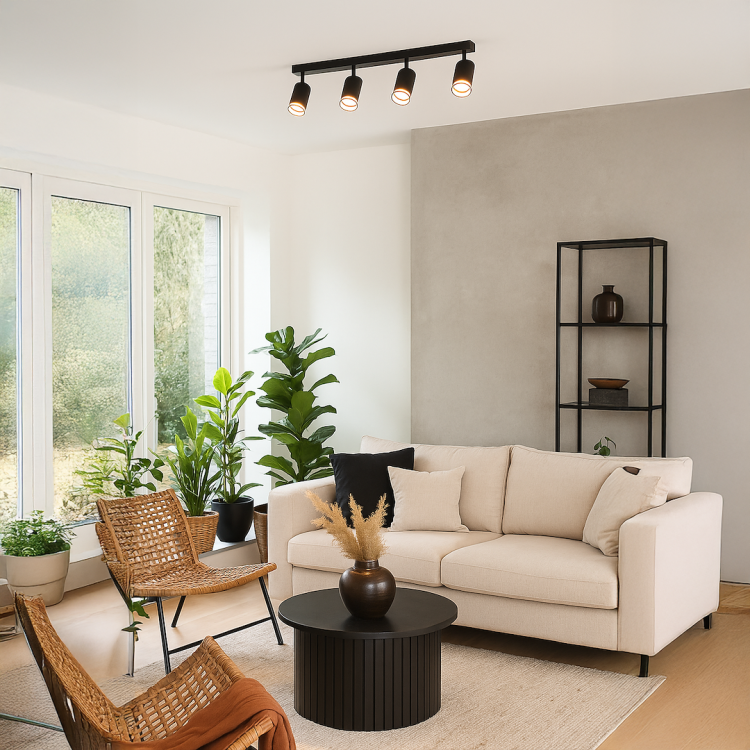 Lampa sufitowa PIPE Ring ML2073 marki Milagro posiada cztery regulowane oprawy na wymienne żarówki GU10. Czarny plafon z aluminium doskonale oświetli salon, kuchnię, przedpokój, garderobę, biuro lub nowoczesny lokal usługowy.