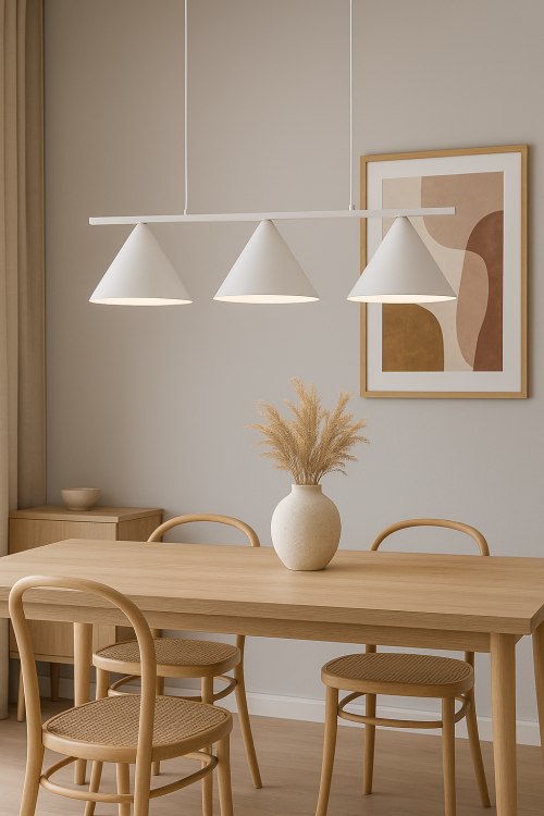 Designerska lampa CAPITAL 3xGX53 biała potrójna listwa nad jadalniany stół z regulowaną wysokością