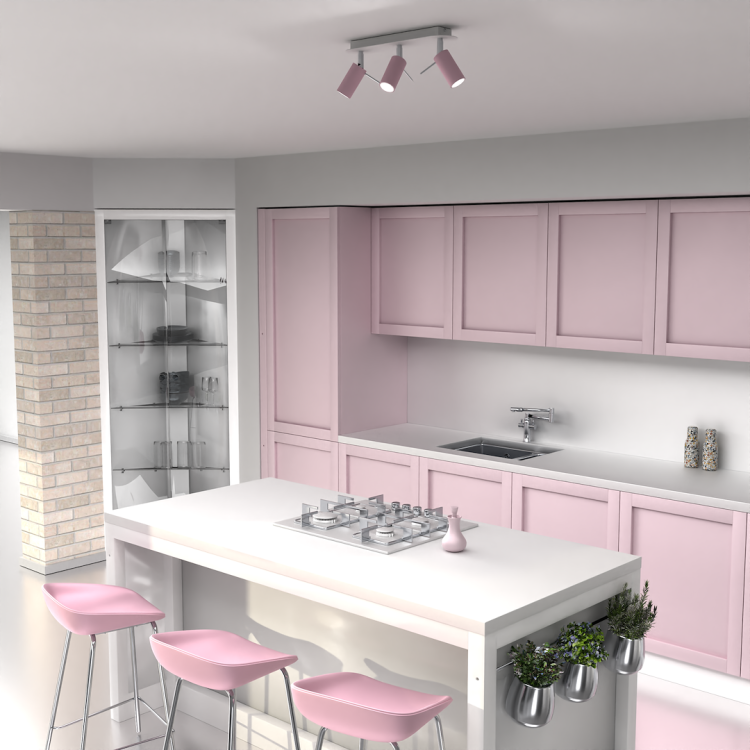 Stylowa listwa sufitowa PRESTON PINK/WHITE 3xGU10 mini z regulowanymi reflektorami LED