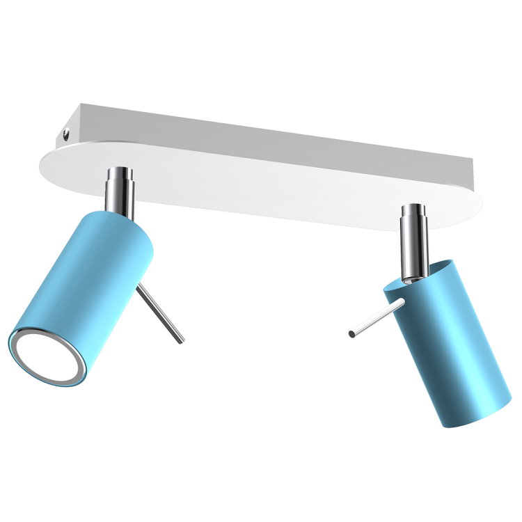 Metalowa lampa sufitowa Milagro MLP7623 z dwoma punktami światła GU10 mini w odcieniach bieli i błękitu