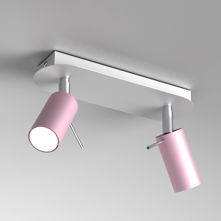 Delikatna lampa sufitowa w białym i różowym kolorze PRESTON Milagro z dwoma punktami świetlnymi