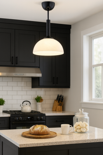 Lampa Klara w kolorze czarnym z białym kloszem na jedną żarówkę na duzy gwint E27