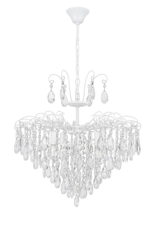 Lampa sufitowa GRAZIA W-E1564/6 biały, kryształowy żyrandol 6-punktowy, idealny do salonu, jadalni i wnętrz glamour.