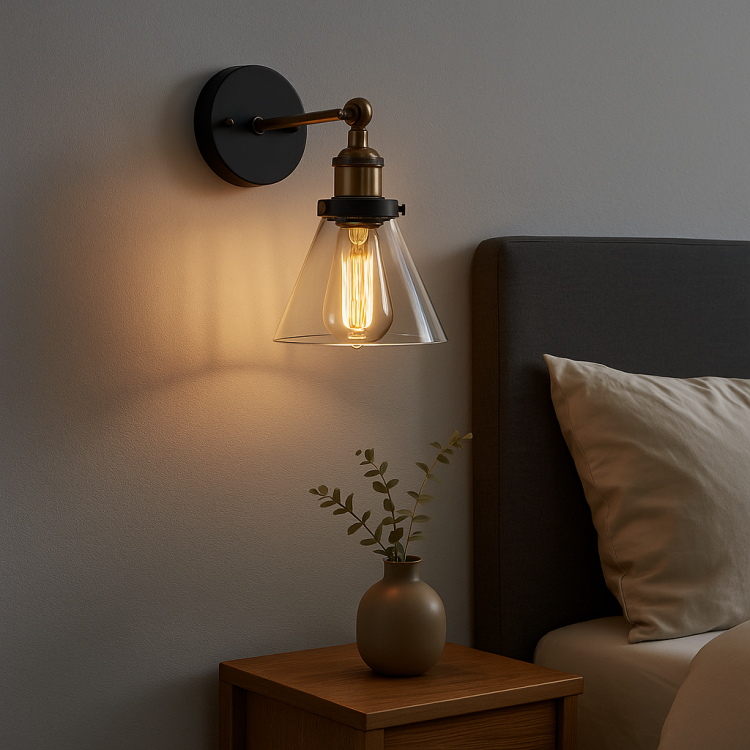 Kinkiet ścienny retro Italux GETAN czarny złoty do salonu i sypialni