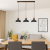 RODOS czarna 3xE27 Alfa 62483 – elegancka lampa nad stół i wyspę kuchenną. Trzy klosze na listwie, metal i drewno, możliwość zastosowania LED E27, polski producent.