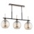Lampa sufitowa DOLFI 3x60W czarna złota Alfa 62198 z bursztynowymi kulami. Eleganckie oświetlenie nad stół, do kuchni i salonu. Pasuje do żarówek LED.