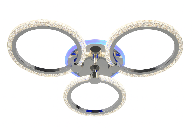 Plafon RING LED 47W chrom z kryształkami – nowoczesne oświetlenie sufitowe ze zmienną barwą światła 3200–7600K, sterowaniem pilotem i aplikacją. Elegancja, funkcjonalność i energooszczędność w jednym