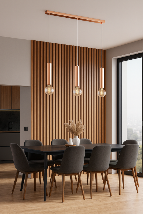 Lampa sufitowa JAZZ 3xE27 miedziana Alfa 62228 to elegancki model z trzema metalowymi tubami. Idealna nad stół lub wyspę kuchenną. Styl loft i scandi, wymiary 55×60×90 cm, E27 60W, IP20, 230V. Polski producent Alfa.